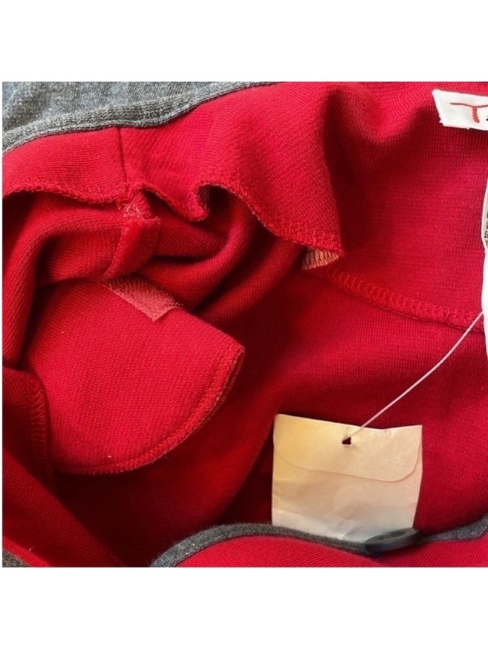 Talbots Red and Gray Button-Front Colorblock Jacket - Picture 4 of 6